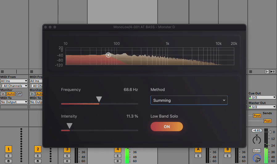 Intensity of the monauralization