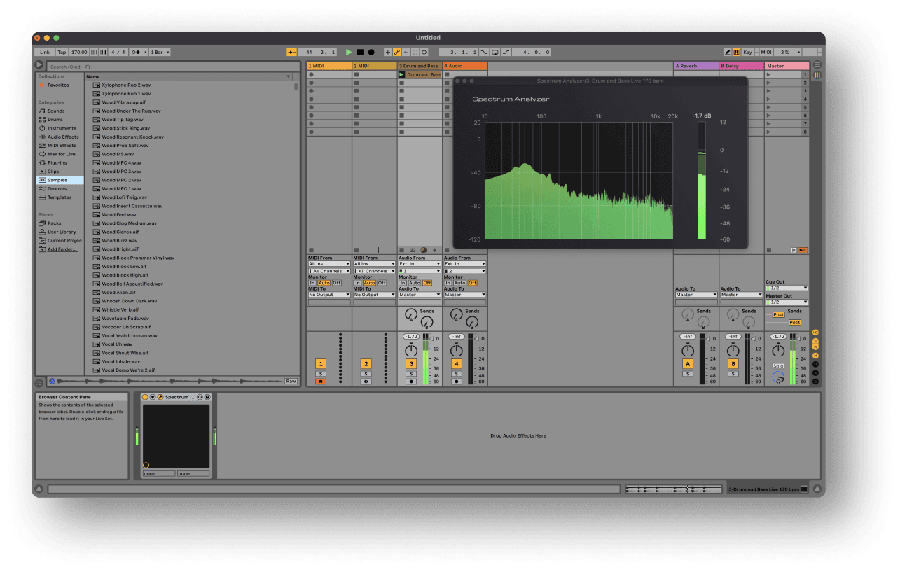 Spectrum analyzer on the Ableton